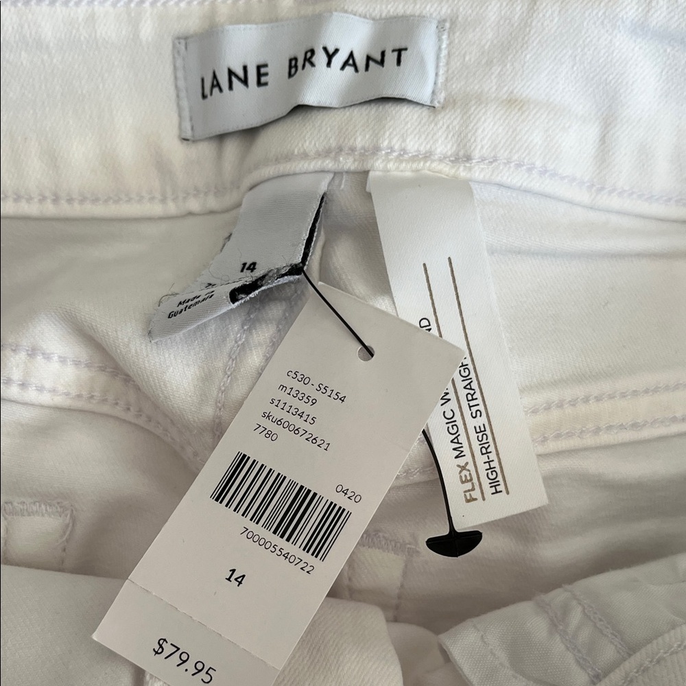 Lane Bryant Flex Magic Waistband High Rise Straight White Jeans Denim 14 - Picture 3 of 7